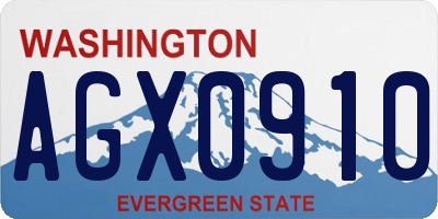 WA license plate AGX0910