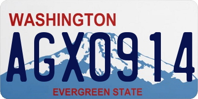 WA license plate AGX0914