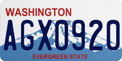 WA license plate AGX0920