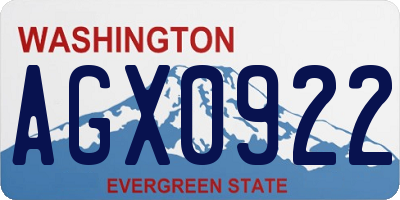 WA license plate AGX0922