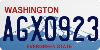 WA license plate AGX0923