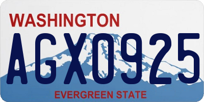 WA license plate AGX0925