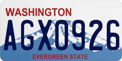 WA license plate AGX0926