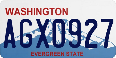 WA license plate AGX0927