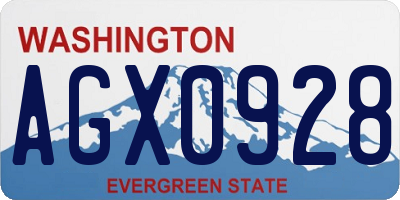 WA license plate AGX0928