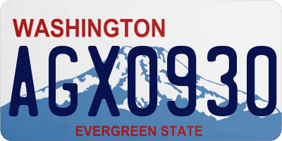 WA license plate AGX0930
