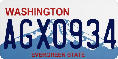 WA license plate AGX0934