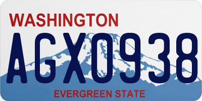 WA license plate AGX0938