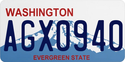 WA license plate AGX0940