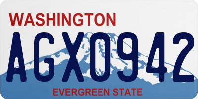 WA license plate AGX0942