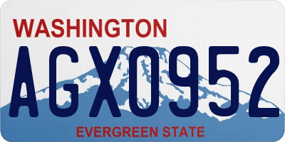 WA license plate AGX0952