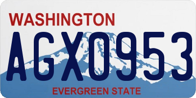 WA license plate AGX0953