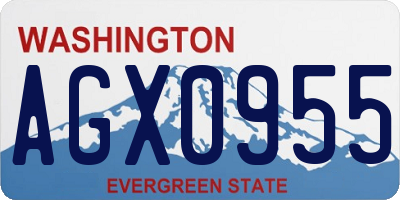WA license plate AGX0955