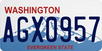 WA license plate AGX0957