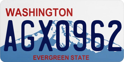 WA license plate AGX0962