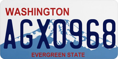 WA license plate AGX0968