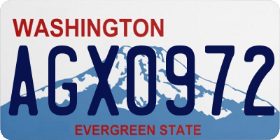 WA license plate AGX0972