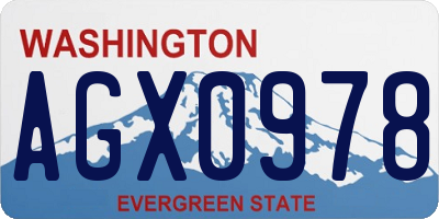 WA license plate AGX0978