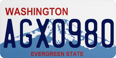 WA license plate AGX0980