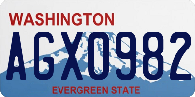 WA license plate AGX0982