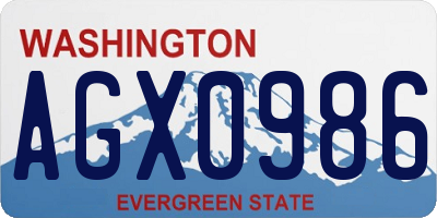 WA license plate AGX0986