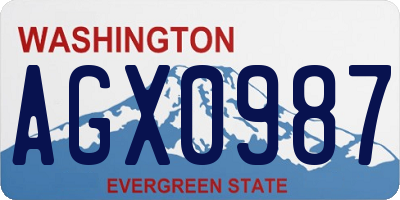 WA license plate AGX0987