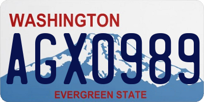 WA license plate AGX0989