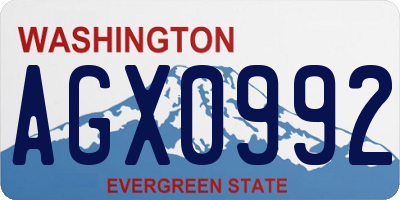 WA license plate AGX0992