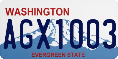 WA license plate AGX1003