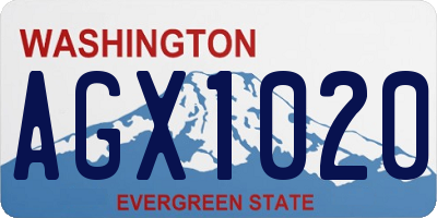 WA license plate AGX1020