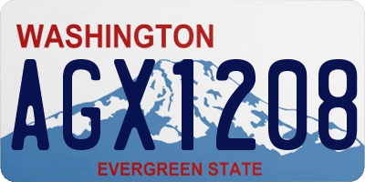 WA license plate AGX1208