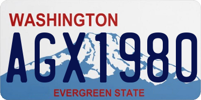 WA license plate AGX1980