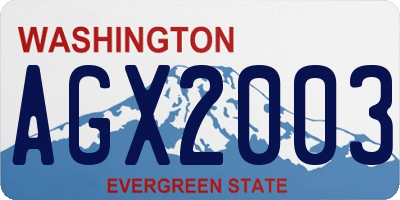 WA license plate AGX2003