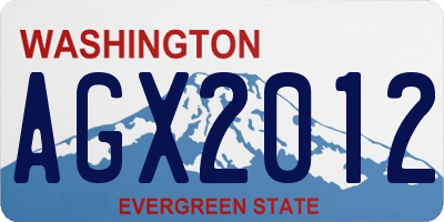 WA license plate AGX2012