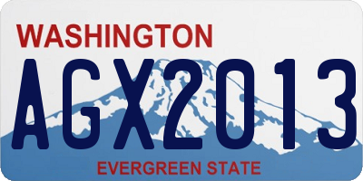 WA license plate AGX2013