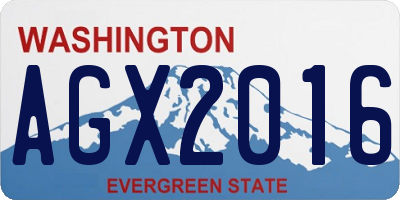 WA license plate AGX2016