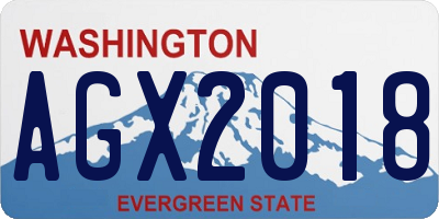 WA license plate AGX2018