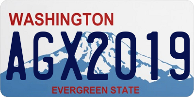 WA license plate AGX2019