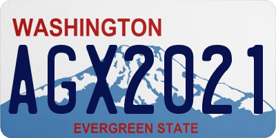 WA license plate AGX2021