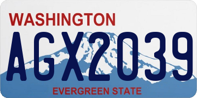 WA license plate AGX2039