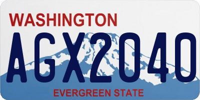 WA license plate AGX2040