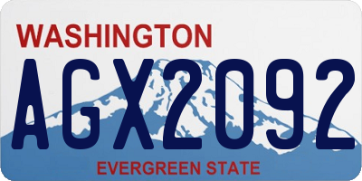 WA license plate AGX2092