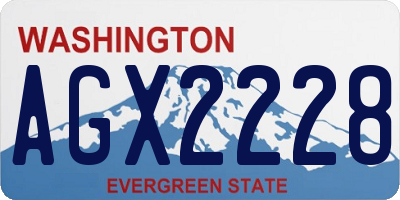 WA license plate AGX2228