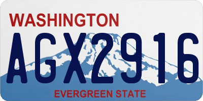 WA license plate AGX2916