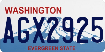 WA license plate AGX2925