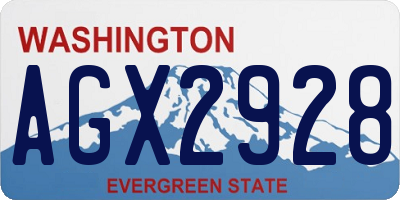 WA license plate AGX2928