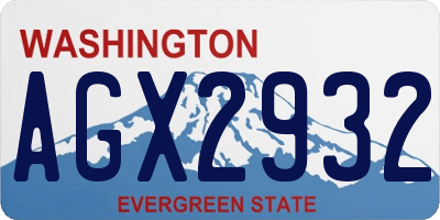 WA license plate AGX2932