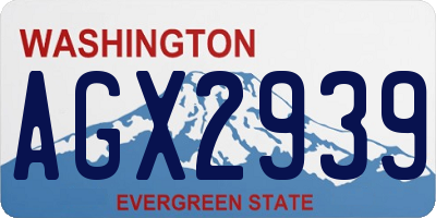 WA license plate AGX2939