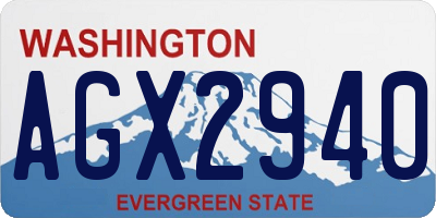 WA license plate AGX2940
