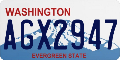 WA license plate AGX2947